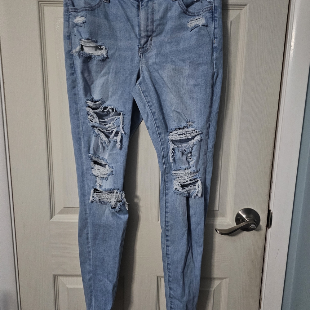 American Eagle Outfitters Blue Skinny Jeans Distressed